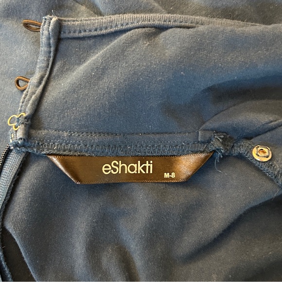 Eshakti Blue Midi Dress, Short Sleeve Fit & Flare Dress with Pockets, Medium / 8 - Picture 6 of 8